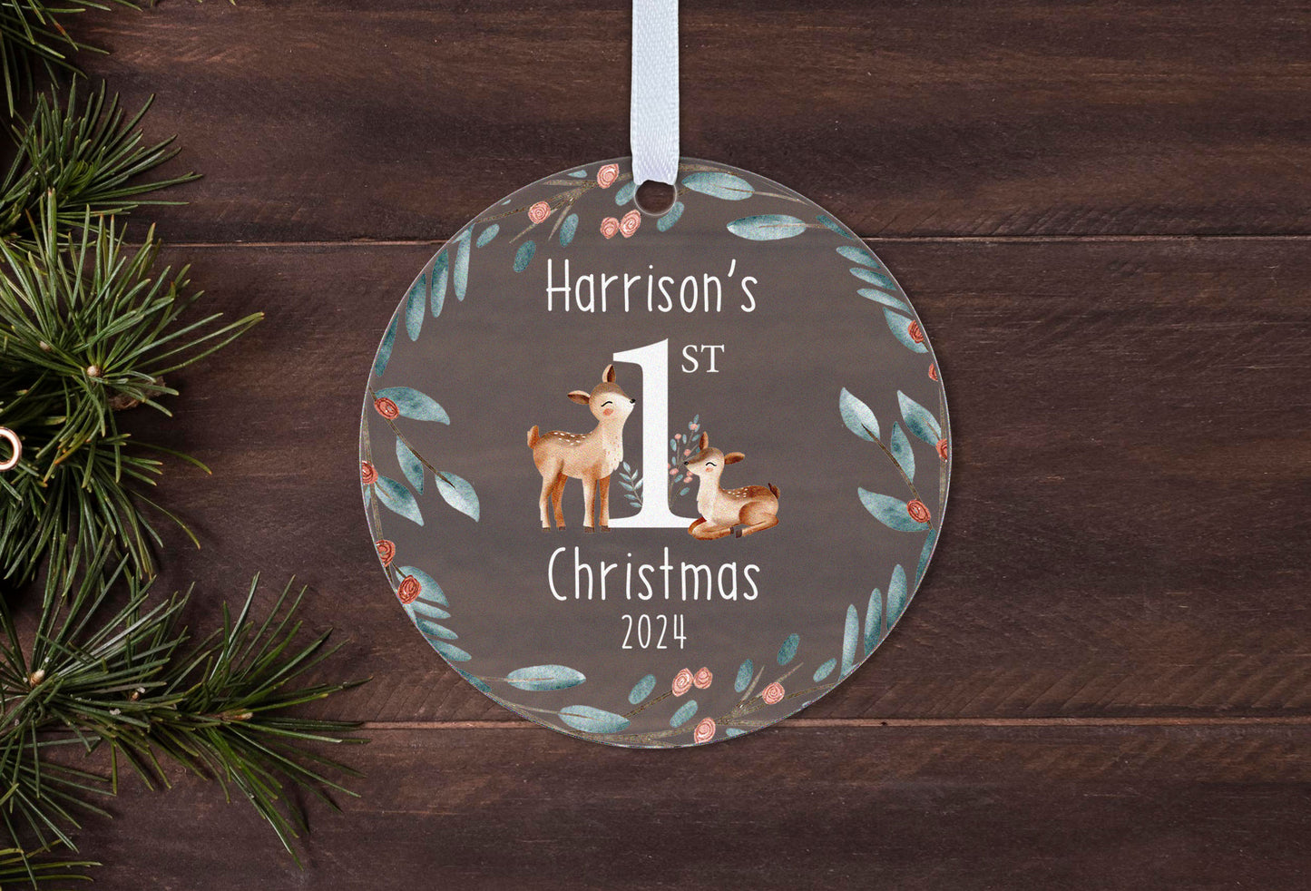Babies First Christmas 2025 Gift Boxed Personalised Christmas Bauble Tree Decoration
