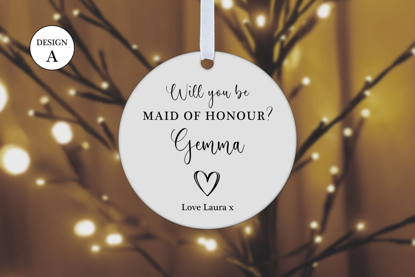 Personalised Will You Be My Bridesmaid Gift Maid Of Honour Proposal Flower Girl Keepsake Hanging Decoration Ornament Plaque Tag