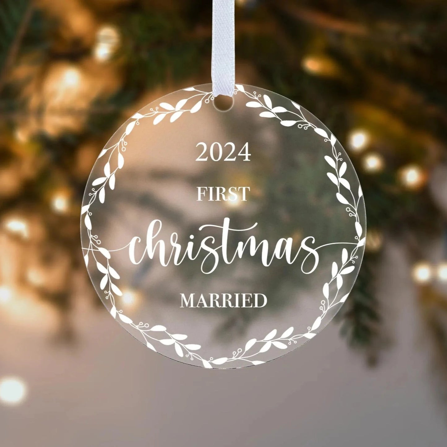 Couple First Christmas Married Floral Gift Boxed Xmas Bauble Tree Decoration