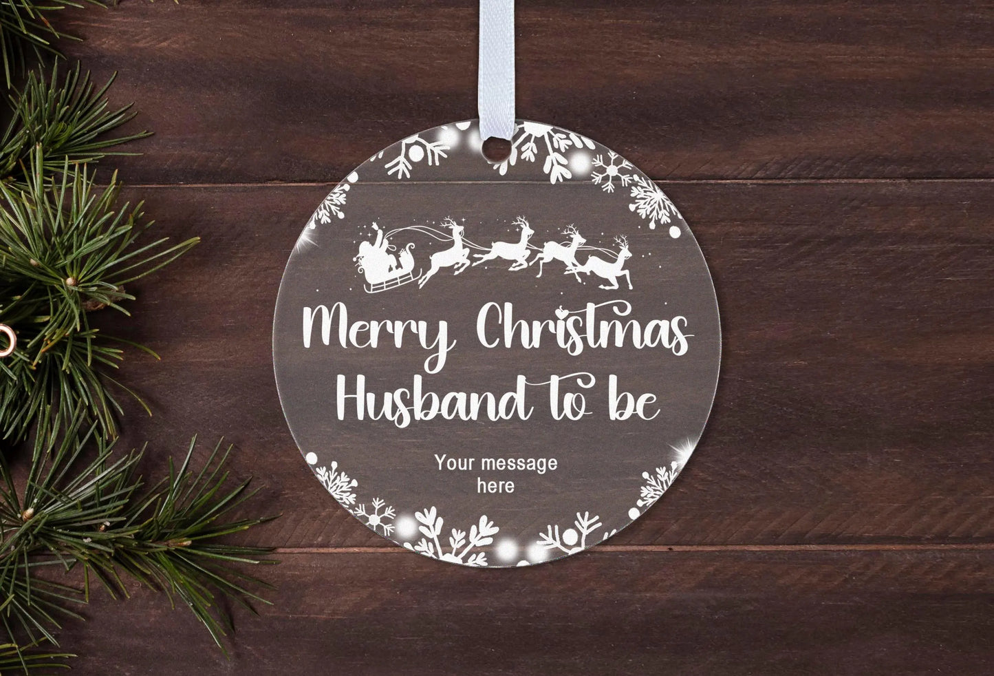 Husband Wife Fiance Fiancee Christmas 2024 Snow Gift Boxed Personalised Xmas Bauble Tree Decoration