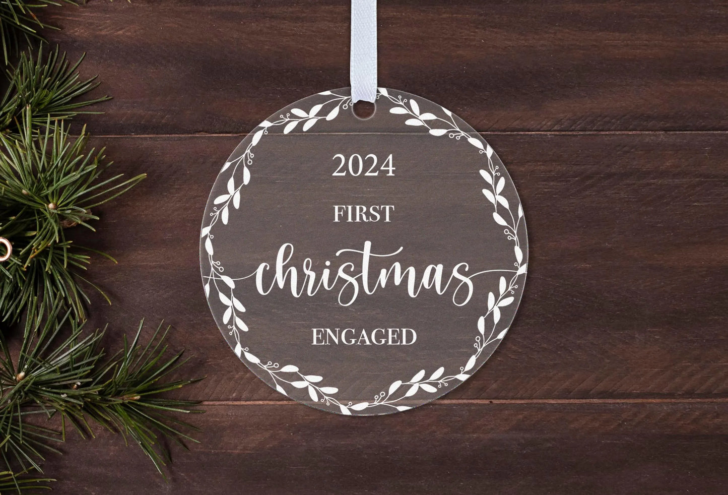 Couple First Christmas Floral Engaged Gift Boxed Xmas Bauble Tree Decoration