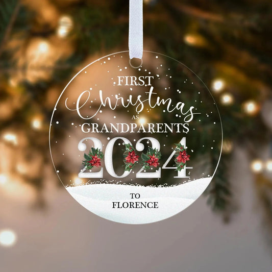 First Christmas as Grandparents 2025 Gift Boxed Personalised Christmas Bauble Tree Decoration