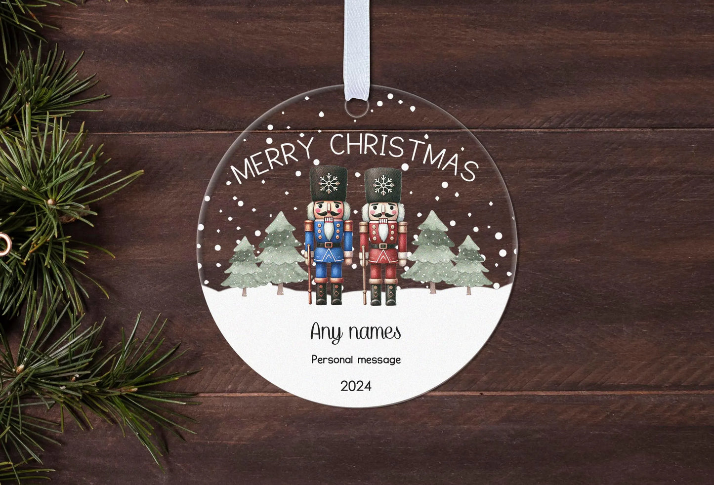 Nutcracker Couple Mum Dad Mummy Daddy Christmas Bauble Personalised Tree Decoration Keepsake Ornament Gift