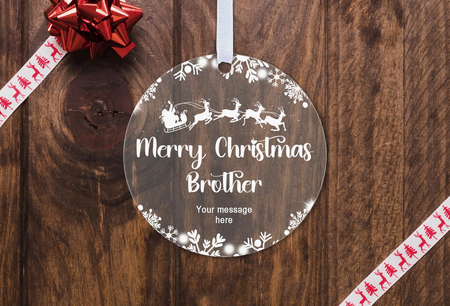 Brother Sister Christmas 2024 Snow Gift Boxed Personalised Xmas Bauble Tree Decoration