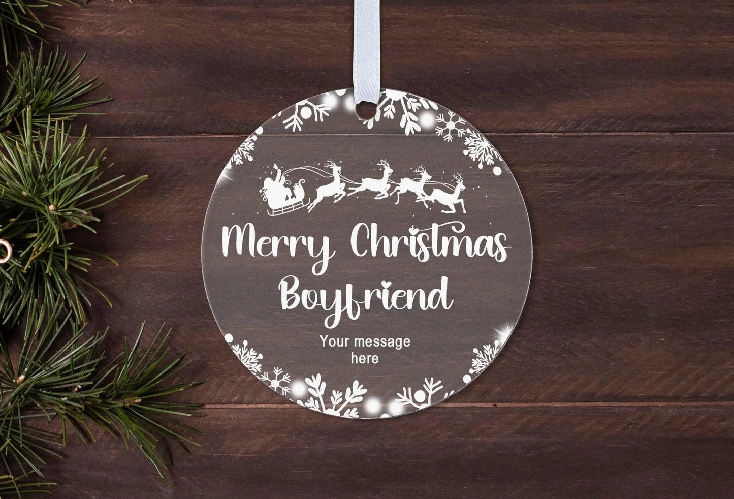 Girlfriend Boyfriend Christmas 2024 Snow Gift Boxed Personalised Xmas Bauble Tree Decoration