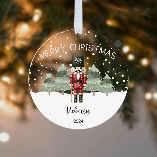 Nutcracker Illustrated Children Name Gift Boxed Personalised Xmas Bauble Tree Decoration