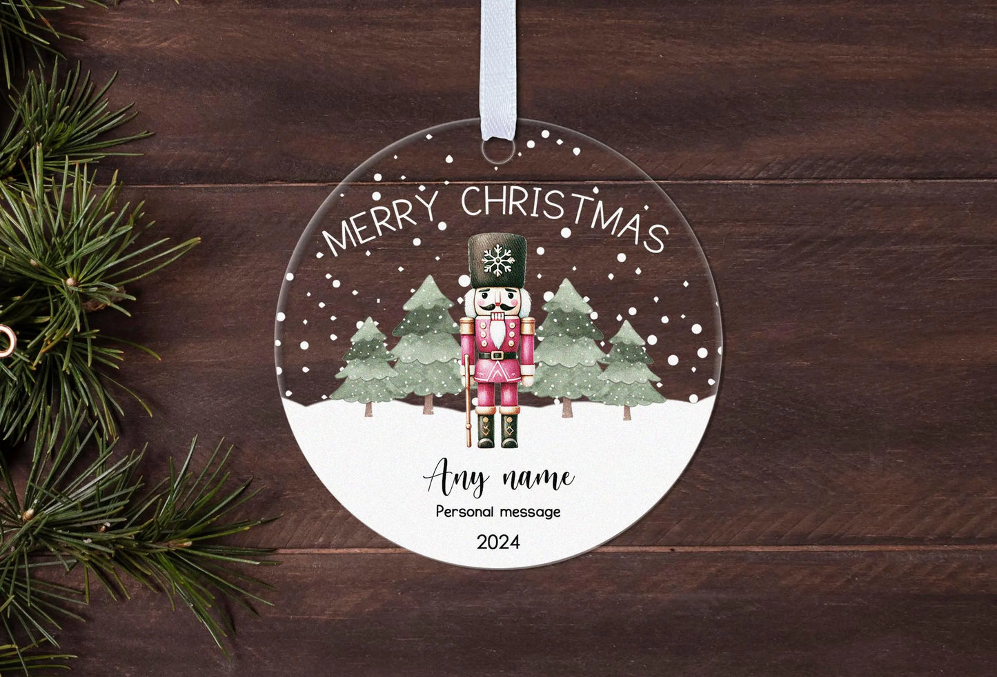 Nutcracker Illustrated Children Name Gift Boxed Personalised Xmas Bauble Tree Decoration