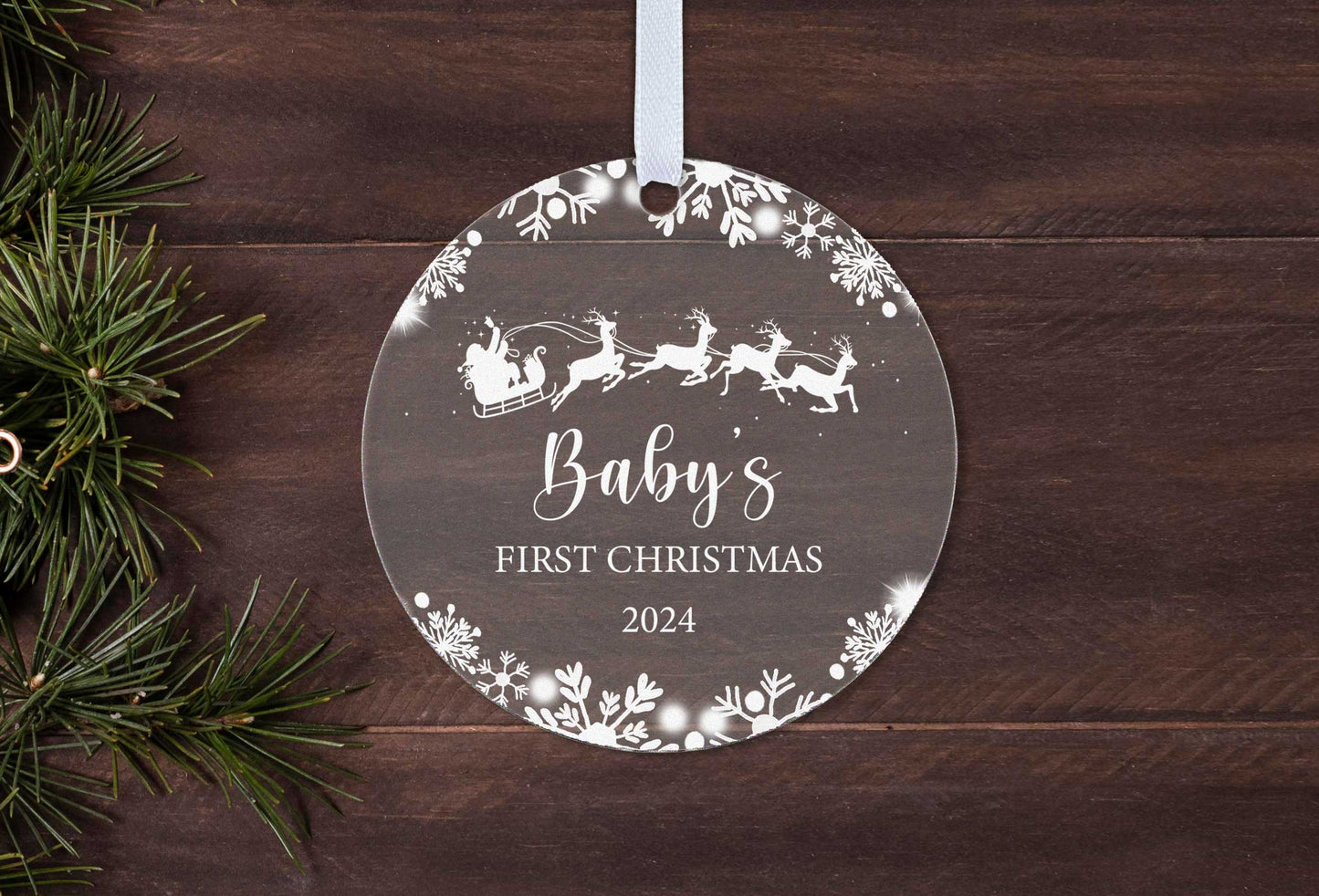 Babies First Christmas Santa & Snow Gift Boxed Xmas Bauble Tree Decoration