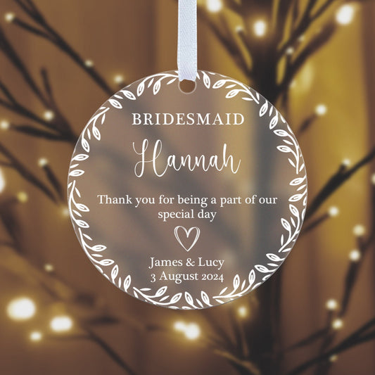 Personalised Bridesmaid Thank You Gift Maid Of Honour Flower Girl Keepsake Mother Of The Bride Hanging Decoration Ornament Plaque Tag