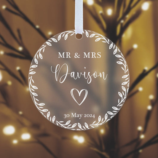 Personalised Wedding Mr And Mrs Gift Bride And Groom Couples Keepsake Hanging Decoration Ornament Plaque Tag