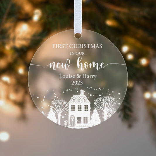 Our First Christmas In Our New Home Snow Illustrated Gift Boxed Personalised Xmas Bauble Tree Decoration