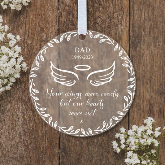 Angel Wings Illustration Memorial Gift Boxed Personalised Bauble Decoration Ornament