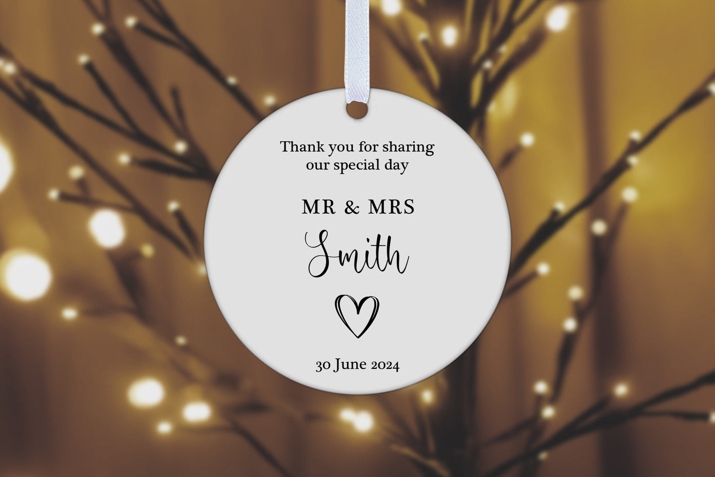 Personalised Wedding Favour Thank You Gift Custom Keepsake Tag Hanging Decoration Ornament Plaque