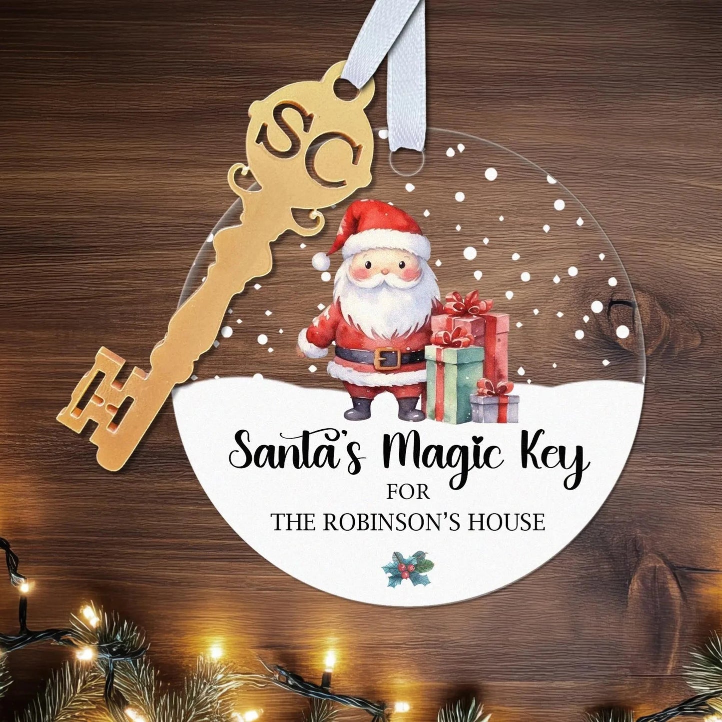 Personalised Santa's Magic Door Key And Tag Father Christmas Keepsake Bauble Gift Christmas Eve Box Accessories No Chimney