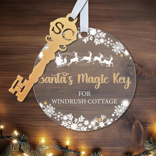 Father Christmas Magic Door Key Gift Boxed Personalised Xmas Bauble Tree Decoration