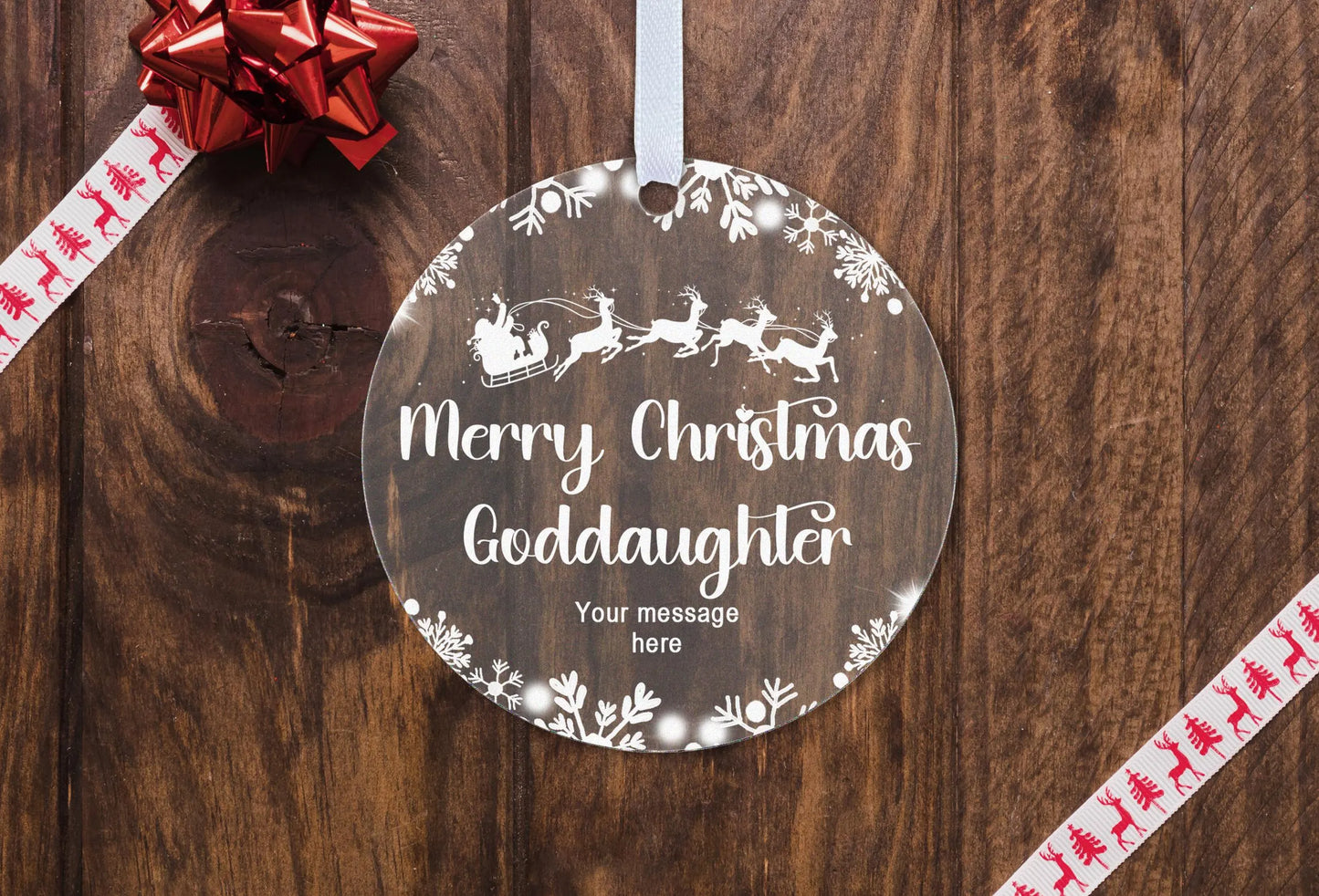 Godson Goddaughter Christmas 2024 Snow Gift Boxed Personalised Xmas Bauble Tree Decoration