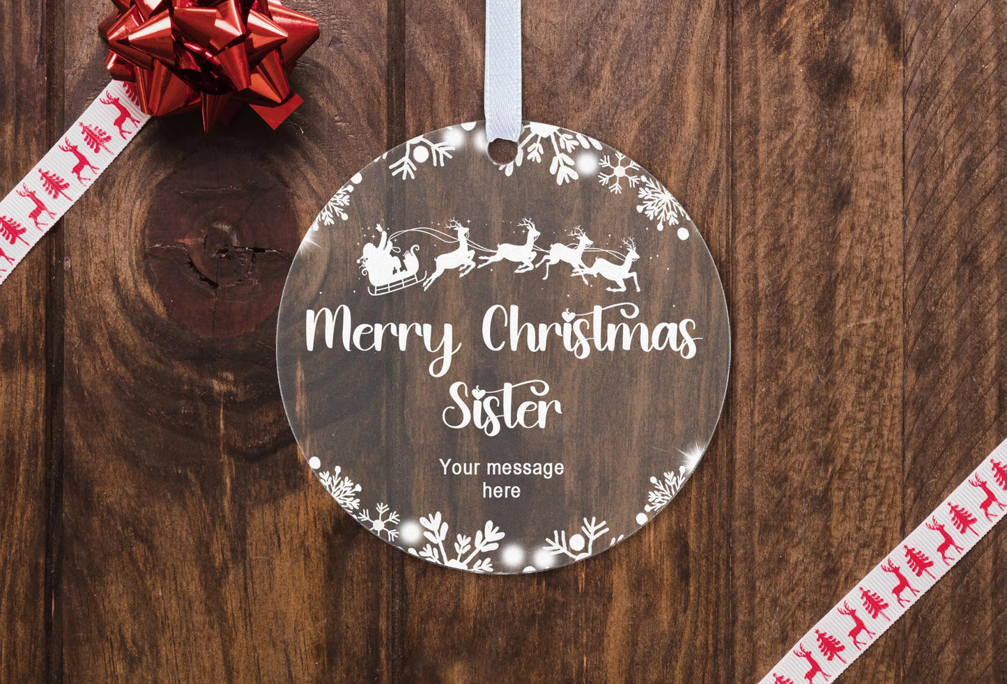 Brother Sister Christmas 2024 Snow Gift Boxed Personalised Xmas Bauble Tree Decoration