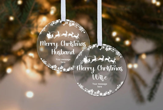 Husband Wife Fiance Fiancee Christmas 2025 Snow Gift Boxed Personalised Xmas Bauble Tree Decoration
