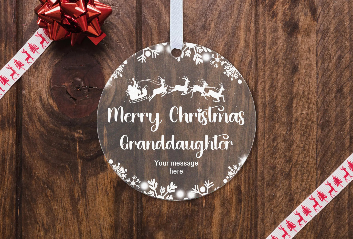 Grandson Granddaughter Christmas 2024 Snow Gift Boxed Personalised Xmas Bauble Tree Decoration