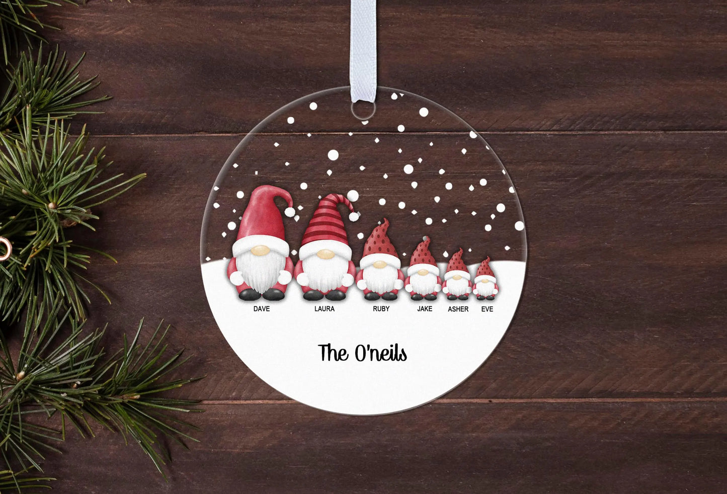 Gonk Gnome Family Christmas Bauble Personalised Tree Decoration Keepsake Ornament Gift
