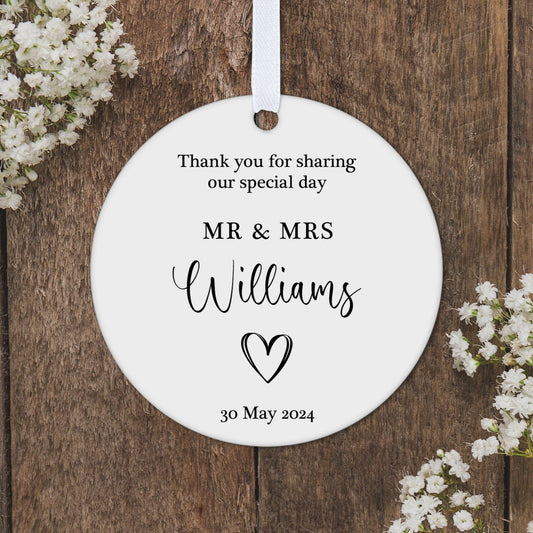 Personalised Wedding Favour Thank You Gift Custom Keepsake Tag Hanging Decoration Ornament Plaque