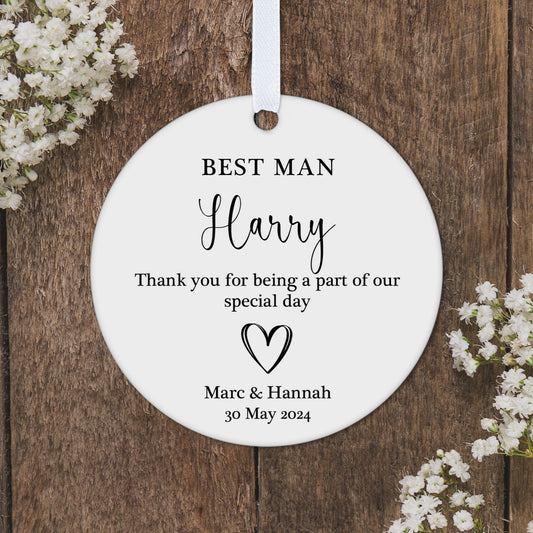 Personalised Best Man Thank You Gift Usher Page Boy Keepsake Father Of The Bride Hanging Decoration Ornament Plaque Tag