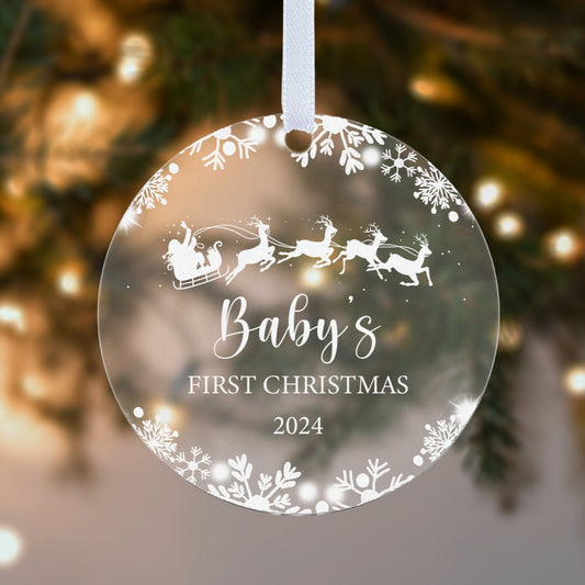 Babies First Christmas Santa & Snow Gift Boxed Xmas Bauble Tree Decoration