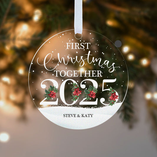 Babies First Christmas 2025 Snow Gift Boxed Personalised Xmas Bauble Tree Decoration