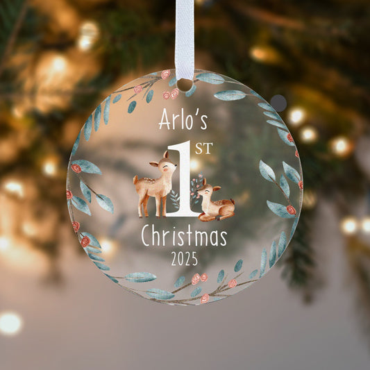 Babies First Christmas 2025 Gift Boxed Personalised Christmas Bauble Tree Decoration