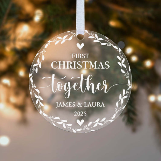 Couple First Christmas Together Floral Gift Boxed Personalised Christmas Bauble Tree Decoration